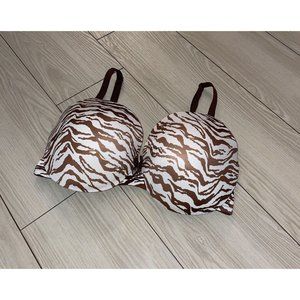 Modern Movement Y12BM248 Lined T Shirt Bra UW Animal Print 32D Brown Ivory